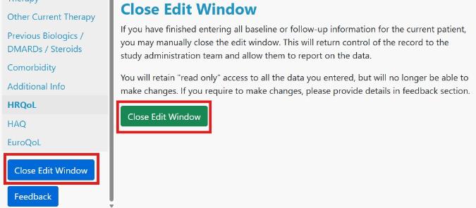 Close edit window screengrab